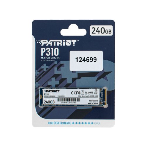 SSD Patriot P310 M.2 2280 NVMe 240GB PCIe 3.0x4 3D TLC 1000/1700MB/s P310P240GM28