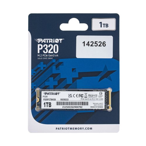 SSD Patriot P320 1ТБ M.2 2280 NVMe PCIe 3.0x4 TLC, 3000/2200 МБ/с (P320P1TBM28)