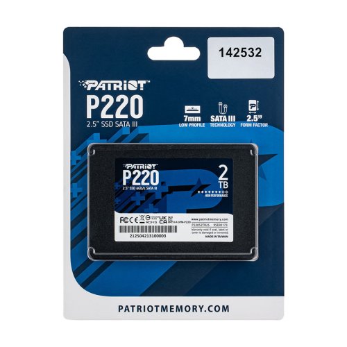 SSD Patriot P220 2.5" 2ТБ SATA III TLC, 500/550 МБ/с (P220S2TB25)