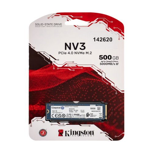 SSD Kingston NV3 500ГБ M.2 2280 NVMe PCIe 4.0x4 3D NAND 6000/2200 МБ/с SNV3S/500G