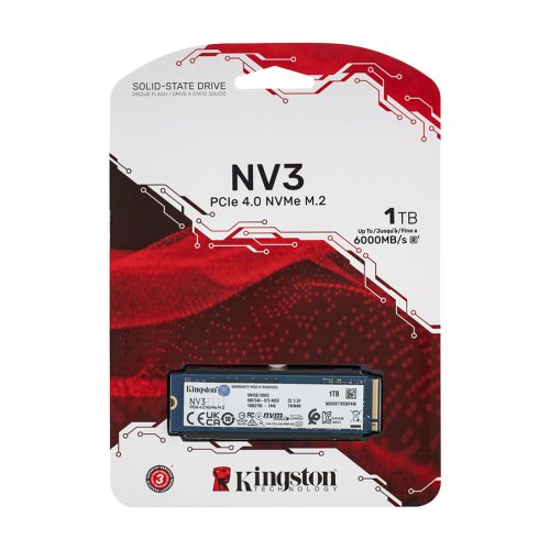 SSD Kingston NV3 1ТБ M.2 2280 NVMe PCIe 4.0x4 3D NAND 6000/4000 МБ/с SNV3S/1000G