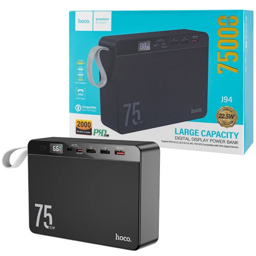Універсальний павербанк HOCO J94 Overlord 75000mAh, 22.5W, чорний (6931474779175)