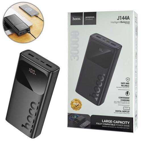 Універсальний павербанк HOCO J144A Hymn 30000mAh, чорний (6942007642132)