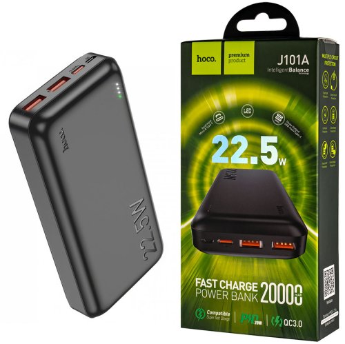 Універсальний павербанк HOCO J101A Astute 20000mAh, 22.5W, чорний (6931474782496)