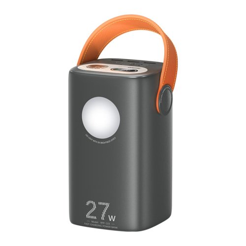 Повербанк Remax RPP-123 60000 мА·год, 27W швидка зарядка, LED-ліхтарик, сірий