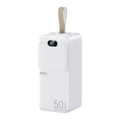 Павербанк Remax RPP-117 50000 мА·год білий, 27W швидка зарядка, LED ліхтарик