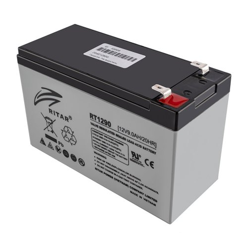 Акумулятор Ritar RT1290 AGM 12В 9А·год, сірий корпус, 151×65×94 мм, 2,3 кг