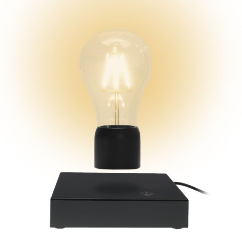Левітуючий декоративний нічник-світильник «Лампочка» чорний, квадратна підставка