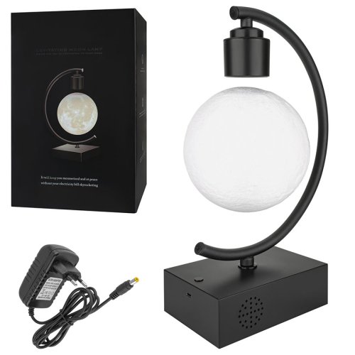 Левітуюча декоративна лампа-світильник «Місяць» з Bluetooth-колонкою, d=14 см