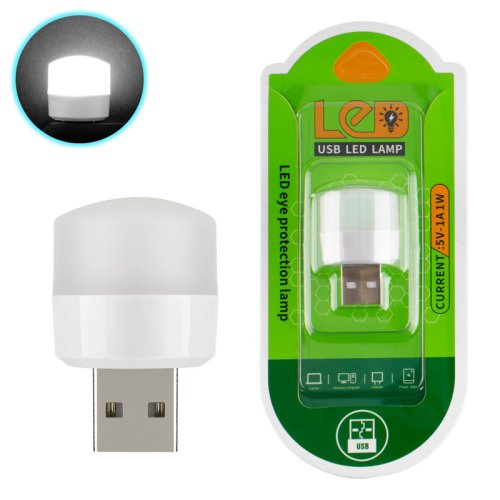 USB LED лампа-світильник 5V 1W, біле холодне світло