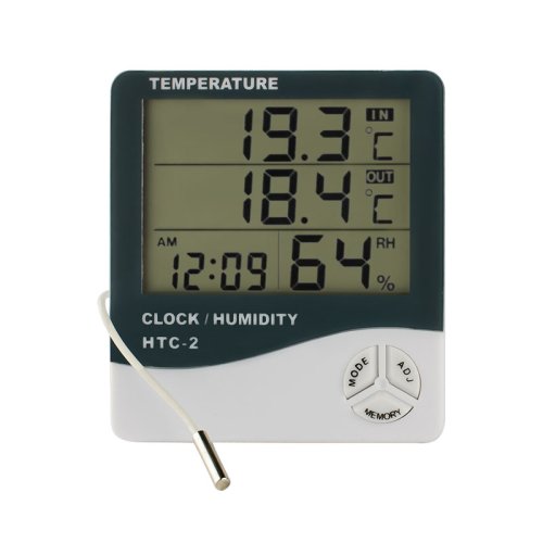 Цифровий термометр-гігрометр HTC-2 з годинником і будильником
