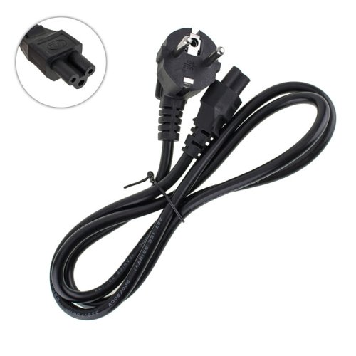 Мережевий кабель живлення для ноутбука 3pin 1,2 м, L-вилка, C5 «Міккі Маус» (конюшина)