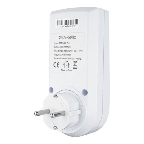 Електронний цифровий тижневий таймер у розетку Open Electric OPTM02