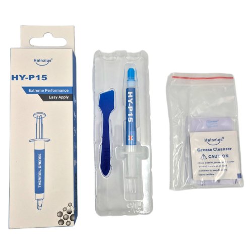 Термопаста Halnziye HY-P15 карбонова, сіра, шприц 2 г, теплопровідність 15,2 Вт/м·К