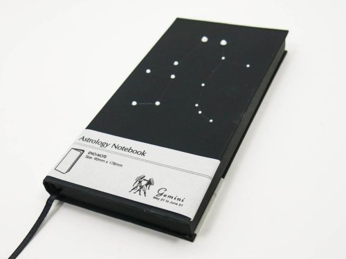 Подарунковий блокнот-записник Зодіак «Близнюки», 90×180×18 мм, 240 арк., чорний