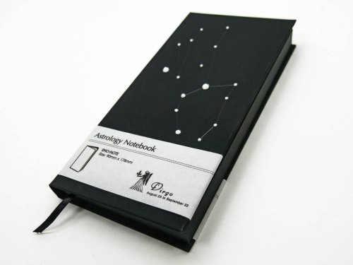Подарункова записна книжка сузір’я Зодіаку «Діва», блокнот 90×180×18 мм, 240 арк., чорний