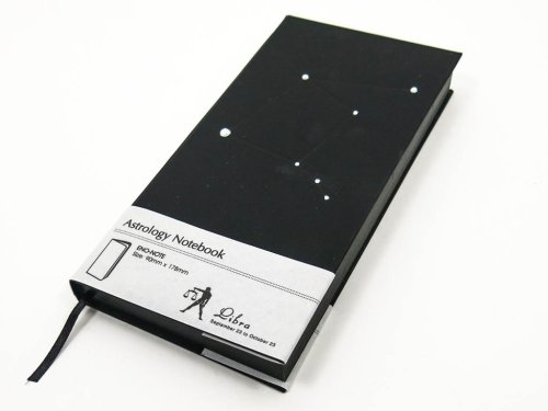 Подарунковий блокнот сузір’я зодіаку «Терези» — записна книжка 90×180×18 мм, 240 арк., чорний