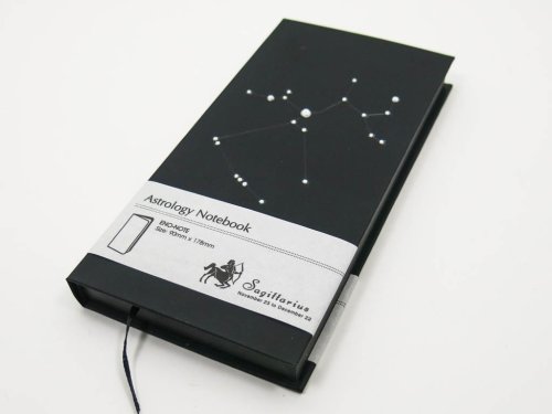 Подарунковий блокнот «Стрілець» (сузір’я зодіаку), 90×180×18 мм, 240 арк., чорний