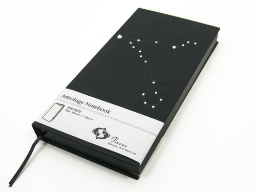 Подарунковий блокнот сузір’я зодіаку «Риби», 90×180×18 мм, 240 арк., чорний