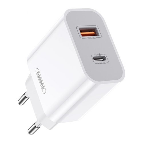 Мережевий зарядний пристрій Remax RP-U68 20W PD USB-C + USB-A QC3.0
