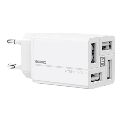 Мережевий зарядний адаптер Remax RP-U43 Wanfu 18W 3.4A, 4×USB