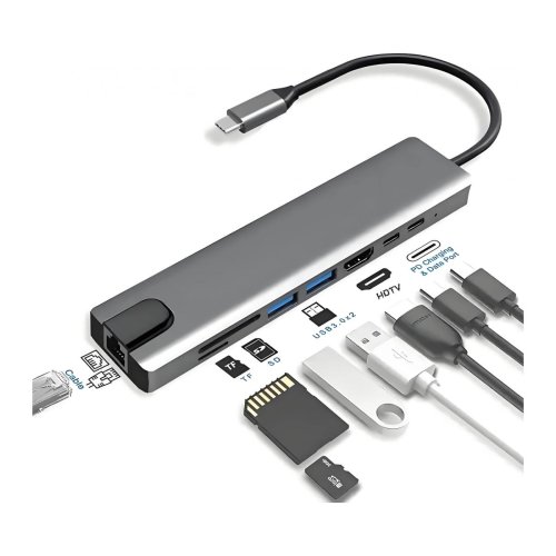 Mindpure USB‑C хаб 8‑в‑1 з HDMI, USB 3.0/2.0, PD, RJ45, SD/TF