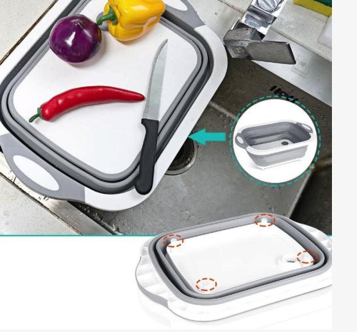 Складана господарська миска‑кошик 2в1 з обробною дошкою, кухонний трансформер