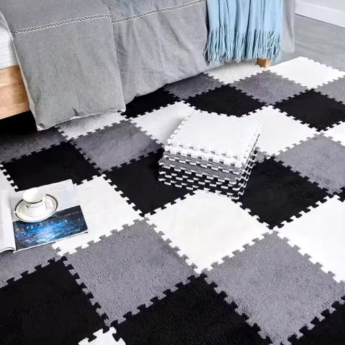 Плюшевий килимок‑пазл 30×30 см для дому — м’який ігровий килимок для дітей і дорослих