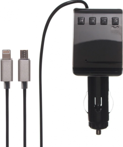 FM-трансмітер HZ H22BT з Bluetooth від прикурювача, USB-порт, кабель USB та iPhone