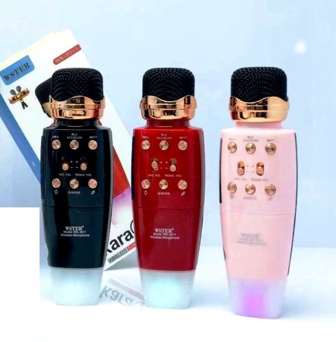 Бездротовий караоке-мікрофон WSTER WS-2011 4-в-1: колонка, Powerbank, запис, зміна голосу, FM, BT, USB, microSD