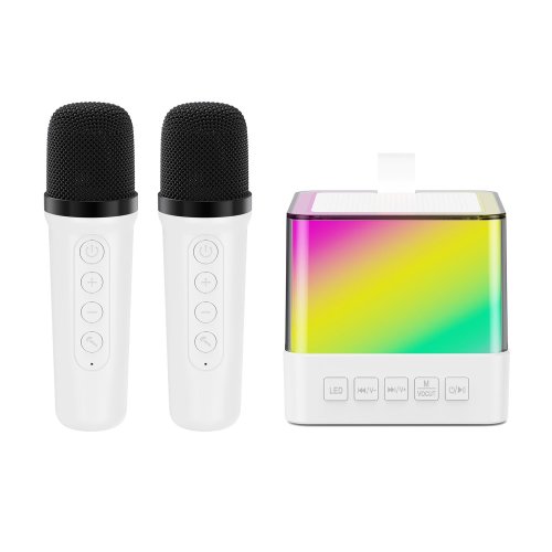 Дитяче міні-караоке K18 з RGB-підсвіткою: Bluetooth-колонка + 2 мікрофони