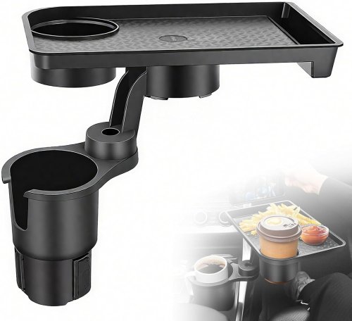 Універсальний автопідстаканник-піднос для їжі з подвійним тримачем для напоїв