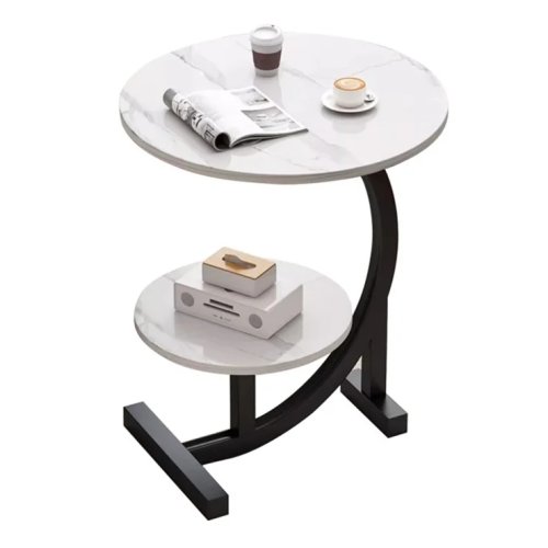 Двоярусний приставний С-подібний столик 64229 для дивана та ліжка