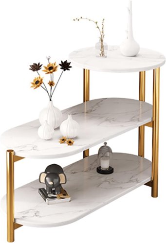 Трирівневий журнальний/приставний столик 5497 з полицями для книг і аксесуарів