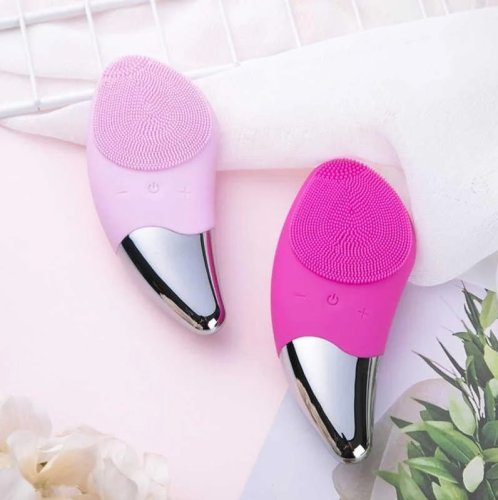 Силіконова електрична щітка Sonic Facial Brush з вібромасажем для очищення обличчя та тіла