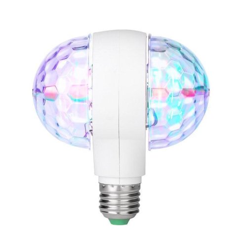 Обертова RGB LED диско-лампа з патроном, диско-куля для вечірок