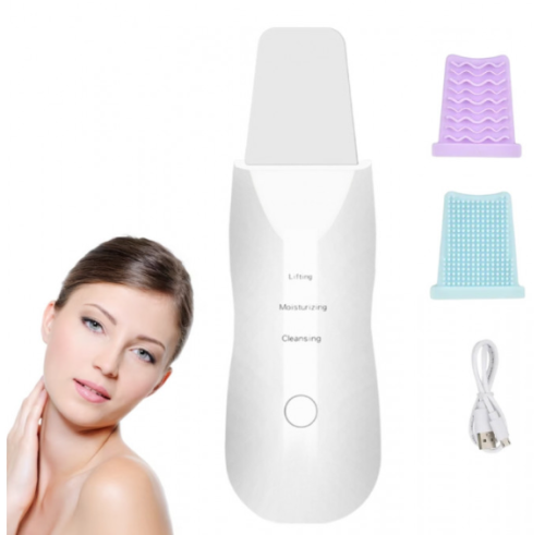 Портативний УЗ-скрабер MUYE 8815 для очищення, ліфтингу й тонізації обличчя, силікон. насадки, USB