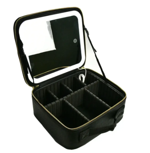 Дорожня косметичка-органайзер із дзеркалом та LED-підсвіткою — портативний бʼюті-кейс для косметики