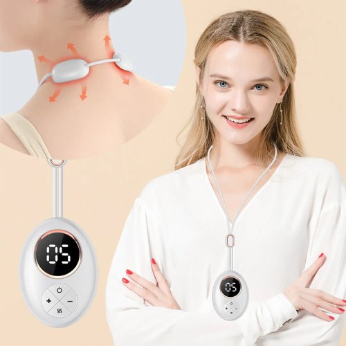 Бездротовий EMS масажер для шиї Neck Massager DZ-02: 5 режимів, підігрів, імпульсний масаж