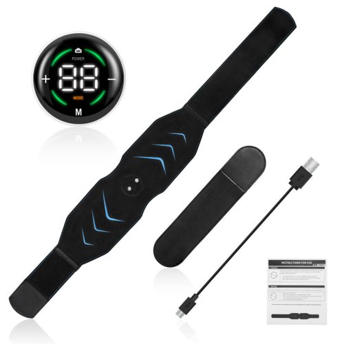 EMS+ міостимулятор‑пояс для преса з електроімпульсним масажем, USB‑зарядка