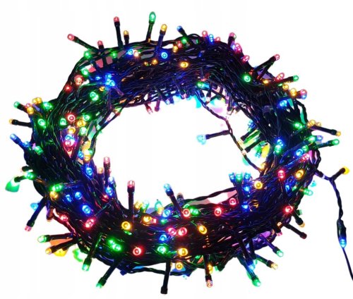 Гірлянда-нитка «кульки» 300 LED тепле світло, флеш 100+10, чорний дріт