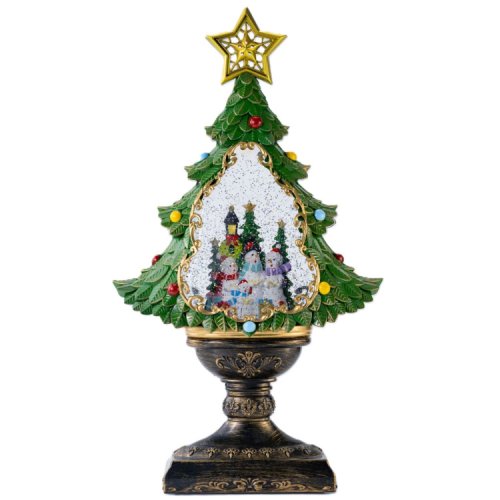 Святковий LED-світильник ялинка XHF-8002 з ефектом падаючого снігу та музикою