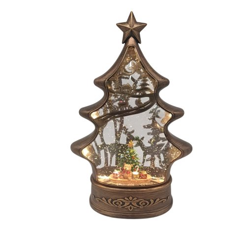 Декоративний світильник-ліхтар «Ялинка» з Дідом Морозом, USB-живлення
