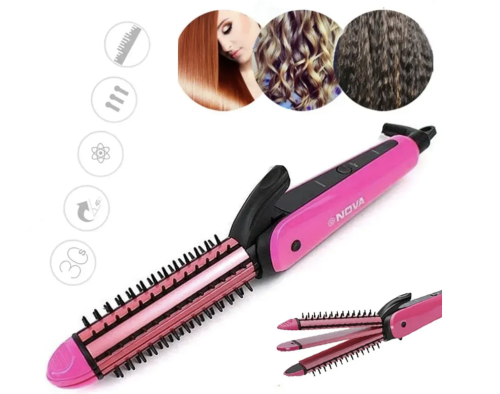 Багатофункціональний стайлер-утюжок Nova NHC-8890 3-в-1: випрямлення, гофре, локони