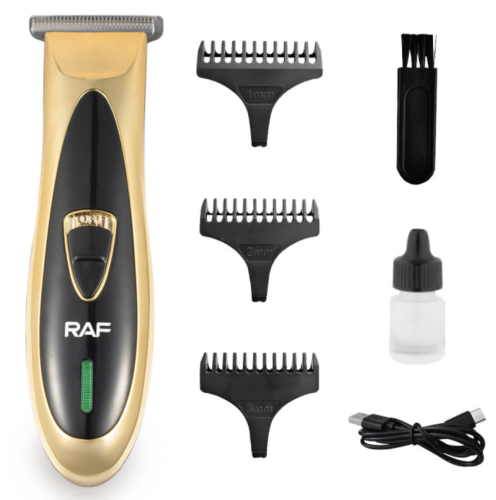 Акумуляторна машинка для стрижки RAF R.4006 + 3 насадки, бездротовий тример з USB-зарядкою