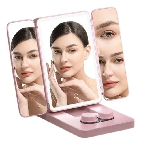 Дзеркало косметичне CY113 потрійне з LED-підсвічуванням та відсіком для лінз