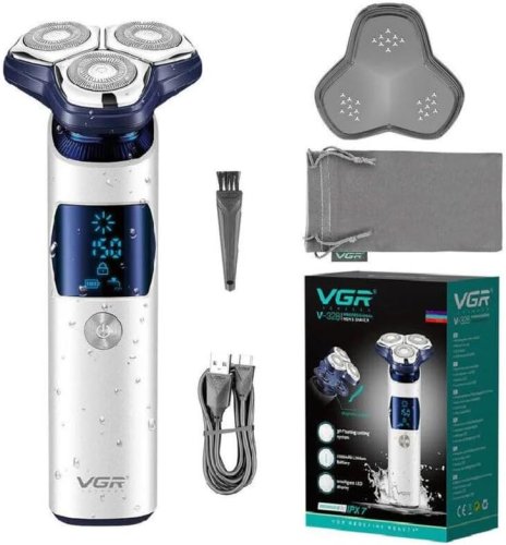 Електробритва VGR V-328 для чоловіків — роторний шейвер з LED-дисплеєм