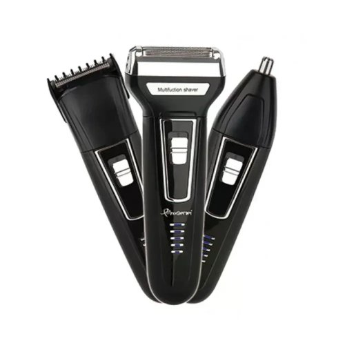 Чоловічий тример-електробритва 3-в-1 GEMEI GM-573: борода/вуса/ніс/вуха, акумуляторна, насадки для окантовки