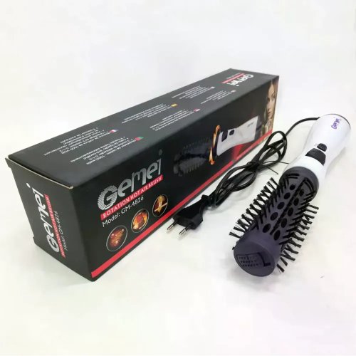 Фен-щітка GEMEI GM-4826 1000W обертова: сушіння, укладання, об’єм і природні хвилі
