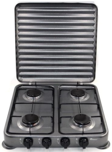 Настільна газова плита-талганок Domotec MS 6604, 4 конфорки, сіра